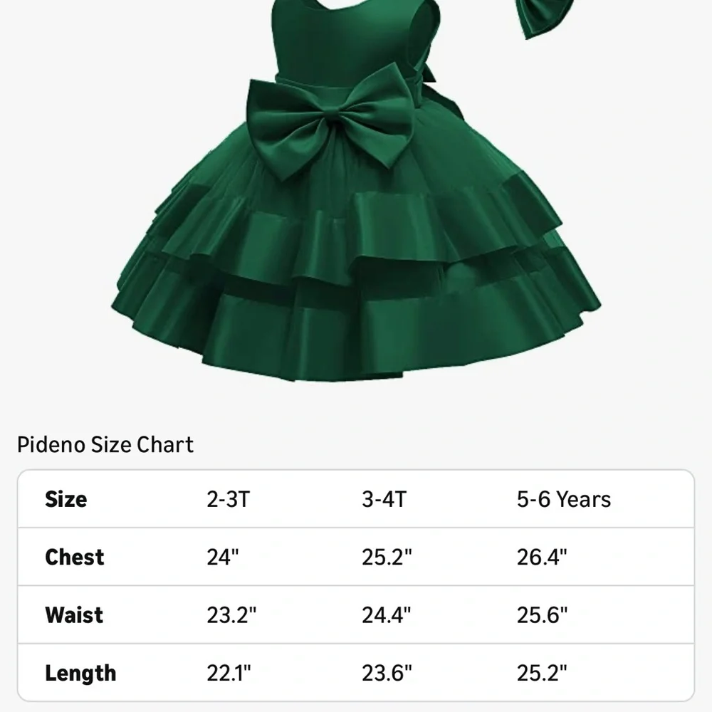 Pideno | Tutu Gown Ruffle Lace Tulle Toddler Dress w/ Bow | Size: 3T
